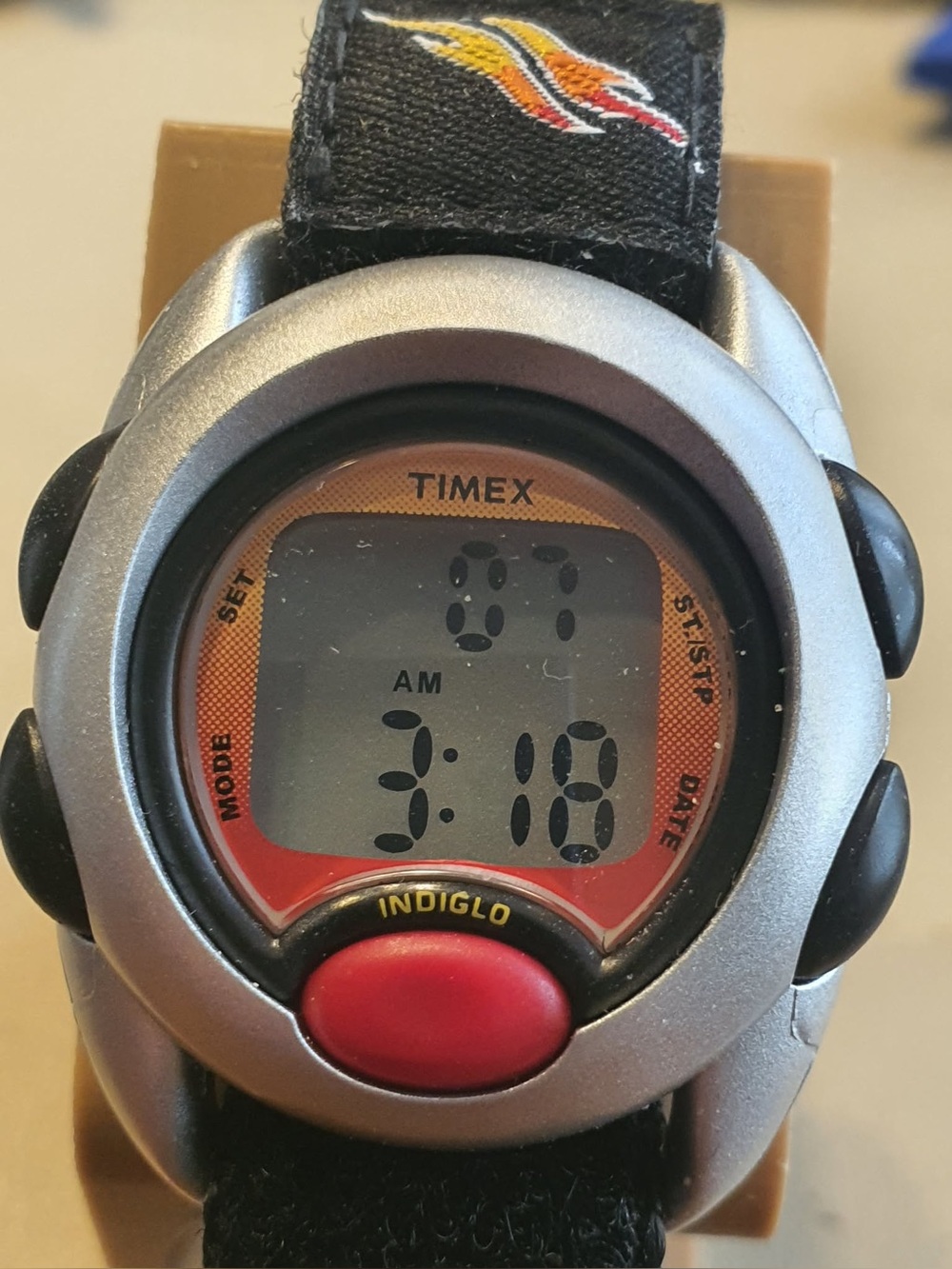 🦋10/$20🦋 Timex Time Machines Silver/Black Nylon Flames Digital Boy's Watch
